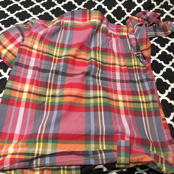 J. Crew Mens Summer Plaid Button Up Shirt Sz Large Long Sleeve Colorful Red - Picture 2 of 5